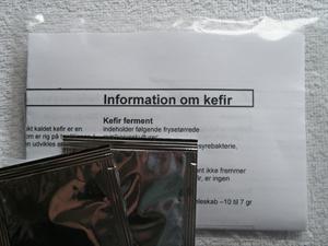 Kefir / Kefirkultur till mj�lk (2 stk. inkl. oppskrift) - frystorkat